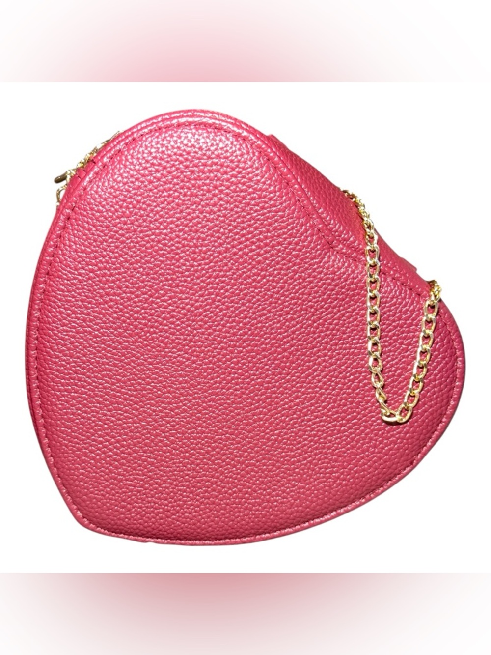 Anne Klein pink heart-shaped handbag clutch with gold tone chain strap